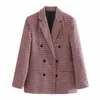 Damespakken HStar Fashion Autumn Women Plaid Blazers en Jackets Work Office Lady Suit Slim Double Breasted Business Female Blazer Coat