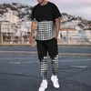 남자 Tracksuits 3D 인쇄 캐주얼 트렌드 대형 의류 여름 Sportwear 정장 짧은 소매 T 셔츠 긴 바지 남자 2 조각 세트 남자 Tracksuit 220922