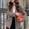 Damespakken HStar Fashion Autumn Women Plaid Blazers en Jackets Work Office Lady Suit Slim Double Breasted Business Female Blazer Coat