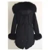 Trench Femme Manteau Parka Femme Hiver Veste Col Raton Laveur Doublure Amovible Dans La Capuche Fourrure 93cm Longueur Qualité Tissu 1