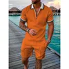 Herrspårspår Tracksuit kostym Polo överdimensionerade 2 -stycken uppsättningar för män Business Casual 3D Printed High Quality Fashion Outfits Summer