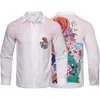 New men Casual shirts Casablanc Crane flowers and birds around the gradient fairyland longsleeve lapel flower shirt temperament l1607070 B8I9