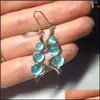 Boucles d'oreilles en forme de vague de pierre de lune bleu solide pour femme