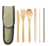 Плотовые наборы бамбуковых столовых ножных вилок набор Spoon Portable Outdoor Picnic Eco Friendly Setware Set SN3418