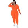 2022 automne 4XL 5XL Femmes Grande Taille Survêtements Solide Deux Pièces Pantalon Ensemble Mode Fermeture Éclair Manches Longues Sweat À Capuche Survêtement Costumes