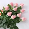 Flores de rosa artificial Bud haste ￺nica realista 11 cores Rosebud de seda para decora￧￣o de casa de casamento