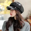 Basker Autumn Winter Hat For Women Fashion Plaid Octagonal Hats Sboy Cap Lady