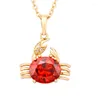 Colliers pendants rouges beaux crabes animaux jaunes en or rempli de collier pour enfants rempli