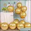 Décoration de fête 10/20/30pcs 12 pouces d'épaisseur métal perle ballons en latex chrome métallisé or rose couleurs Globos mariage Birt Bdebag Dhadr