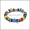 Braccialetti con ciondoli Gioielli di moda Colorf Evil Eye Bracciale Occhi azzurri Braccialetti con perline elastiche Consegna di goccia 2021 Dhseller2010 Dhseq