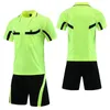 Koşu Setleri Profesyonel Futbol Hakemi Tekdüzen Erkekler Dönüş Yaka Futbol Kıyafetleri Kısa Kollu Yargıç Gömlek Üç Cep Şortu 220922