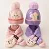 Scarves Wraps Hats Scarves Gloves Sets Doit Baby Kids Beanie Dinosaur Rabbit Bear Cartoon 2 pcs Boys Girls Winter Villus Hat Scarf Set For 2 to 7 Years