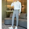 Garnitury męskie 2022 Sukienki biznesowe spodni mody Folds Casual Slim Fit Office Social Suit Streetwear Moders Costume D81