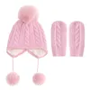 2 Pz/set Del Bambino Del Cappello Guanti Palla di Pelo Del Bambino Delle Ragazze Dei Neonati Berretto Beanie Pompon Inverno Bambini Cappelli Lavorati A Maglia Cofano Infantile Roba Del Bambino