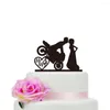 Articoli per feste Misto stile divertente Topper per torta nuziale Sposa Sposo MR Mrs Decorazione acrilica nera Bomboniere per adulti