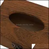 ティッシュボックスナプキンの使用f木製レトロボックスエルペーパーナプキンホルダーケースホームカー装飾ドロップデリバリー2021ガーデンキッチンディンmxhome dhwt3