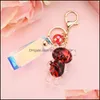 Keychains Liquid Keyring Glitter Bear Quicksand Acrylic Key Fob Backpack Pendant Couples Women Men Boyfriend Friend Keyc Dhseller2010 Dhdct