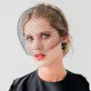 Copricapo Fascia Velo per la sposa Gabbia per uccelli di cristallo Maschera per il viso nero Accessori per gioielli per capelli Veli Fascinatori di nozze affascinanti