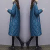 Damesgeulcoats mode Long Parka vrouwen 2022 Winterjas losse watten katoenen gekantde standaard coller jas uit het kader van het dikke warmte warm warm warm