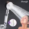 Łazienka głowice prysznicowe Zhangji pielęgnacja skóry wysokie ciśnienie 3 tryby prysznicowe z przyciskiem zatrzymania woda oszczędność Wymieniona dysza filtra czarna 220922