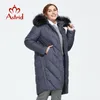 女性Sプラスサイズのアウターコートアストリッド冬のコート長い温かいパーカー毛皮のフード付きバイオダウンレミス服ar 9172 220922