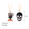 S3219 Halloween Cartoon Skull Ghost Ręka Naszyjnik podwójny łańcuch Unisex Choker Naszyjniki