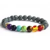 Healing Yoga 7 Chakras Stone Beads Armband Strand Kvinnor Män Handvävd Energy Stone Yoga Tiger Eye Howlite Armband Fashion Jewelry