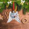 Sublimation Engelsflügel Ornament Wärmedruck Weihnachtsanhänger Thermotransfer Metallanhänger mit rotem Band Geschenk BBB15618