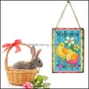 Party Decoration Happy Easter Wood Hanging Hanging Decor Signs Decorations Festival Wall Door Decorative Sign Drop Delivery Yydhhome Dhevh