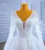 فستان زفاف أنيقة الأكمام الطويلة تول تول الديك الرومي ثوب الكرة sm67364