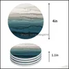 Mats Pads Cyan Gradient Retro Round Set Non-Slip Heat Proof Ceramic Coffee Drink Coasters Table Decoration Placemats Dr Packing2010 Dhimj