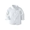 Bambini Neonati maschi Vestiti da gentiluomo Set 2 pezzi Solido manica lunga camicia monopetto Papillon Pantaloni lunghi casual 1-7 anni 20220922 E3