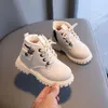 Boots Boys Modern Fashion Zip Lace Up Leather Ankle Warm Winter Girls Baby Shoes Non Slip Kids Sneakers Casual 220921