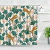 Shower Curtains Tropical Plant Bird Monkey Zebra Leopard Wild Animals Trees 3D Print Waterproof Bath Screen Bathroom Curtain Set 220922