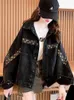 Kvinnors jackor denimjacka 2022 Autumn Women Korean Style Fashion Sl￥ ner krage L￥ng ￤rm Kort L￶st tryckt broderi Jean Coat