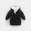 子供用ダウンコート冬の男の子の女の子綿パドされたパーカーコートは暖かい長いジャケットを厚くします幼児のキッズアウターウェア
