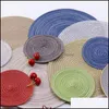 Mats almofadas redonda de linho redonda coloração sólida Placemat Non Slip Table Kitchen Accessories Decoração Droga Drop Home Drop 2021 Gar MXHOME DHRCX