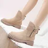 Boots Ankle Snow Women 2022 Winter Warm Fashion Designer Platform Gladiator Non-slip Short Plush Flats Suede Shoes Mujer Y2209