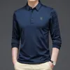 Men Polos Fashion Masner Shirt Pure Cotton Pigment Color Long Long Sleeve Top Clothing 220922