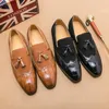 Elegant Loafers Men Fashion Pointed Toe Solid Color Plaid PU ing Faux Suede Tassel Business Casual Wedding Party Daily All-match AD184