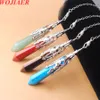 Natural Stones Pendulum Pendant for Dowsing Divination 7 Chakra Chain Hexagonal Point Silver-color Prism Reiki Pendule BO941