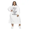 Robe à capuche surdimensionnée pour femme, vêtement de styliste, manches longues, lettres imprimées, grande taille L- 5XL, collection automne 2022