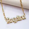 Pendentif Colliers 3UMeter Hip Hop Lettre Nom Cristal Double Plaqué Vieil Anglais Personnalisé Sculpture Lot de Fleurs pour Cadeaux 220922