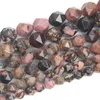 Perles grosses pierres naturelles à facettes Rhodochrosite rondes pour la fabrication de bijoux bracelets à bricoler soi-même boucles d'oreilles accessoires 6/8/10 MM