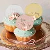 Świąteczne zapasy 5pcs Rose Gold Silver Circror Mirror Topper Acryl Acryl Birthday Cupcake Insert Karta do dekoracji deserów imprezowych