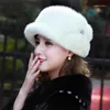 Visor 2022 Fashion Cap for Women Real Natural Whole Hat Top Accessories Warm Ln Russian Winter Hats Lady