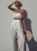 Kvinnors tvåbitar byxor Kvinnor Tossy Tube Top och White Set Sexy Party Outfits For Women Summer Club Casual Fashion Matching Set High