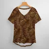 Shirt Leopard Skin Print T Plus Size Trendy Spotted Striped Pretty S Short Sleeves V Neck Casual Tees Ladies Summer Tops