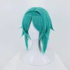 Party Levering Anime HouseKi No Kuni Cosplay Wig Land van het glanzende fosfophofylliet Synthetisch Halloween -kostuum groen kort haar