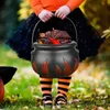 Hundkläder Halloween Candy Bucket Pot Witch Skeleton Cauldron Holder Jar Trick eller Treat Party Decoration Props Kids Toy #T2P 220921